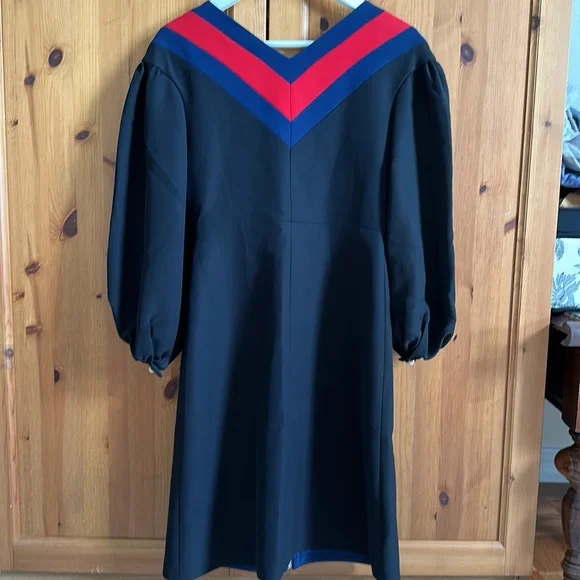 ✨ NWT GUCCI Black Silk Wool Zip Front Web Trim Sheath dress - Picture 8 of 9